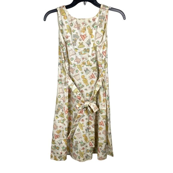 Vintage Handmade Childrens Dress Doll Teddy Bear Print Tie Back Sleeveless - Picture 4 of 4